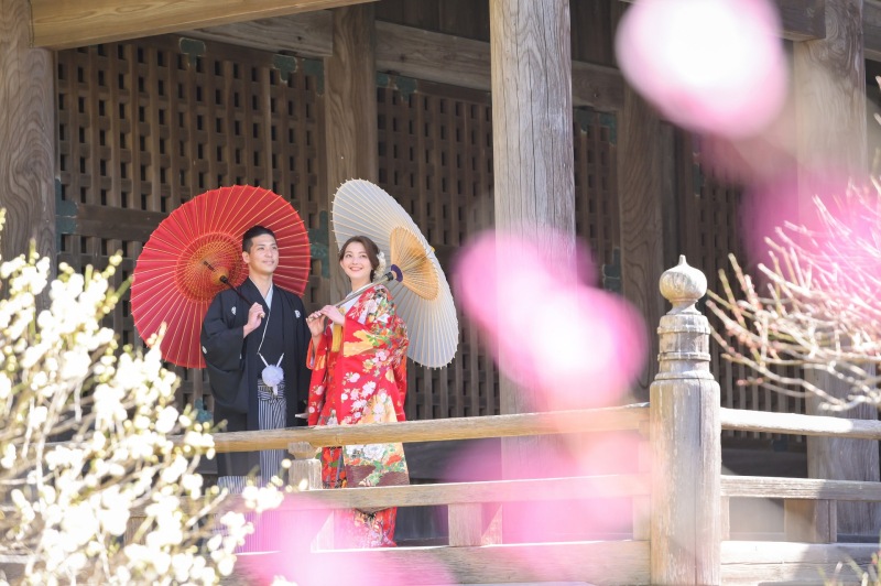 【2/16~3/10梅が咲く時期の平日】鎌倉の寺院と江ノ島が見える海岸で撮影★衣裳2着(差額無し)・美容・撮影データ150枚付き