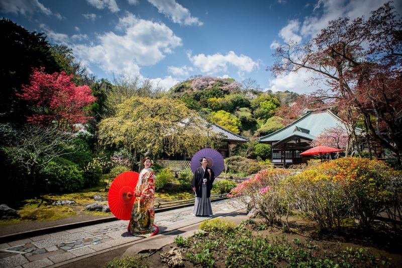 【和装&洋装】4/11~5/31平日★鎌倉市内の寺院+城ケ島オープニングムービー付撮影プラン★衣裳差額無し 美容 データ210枚