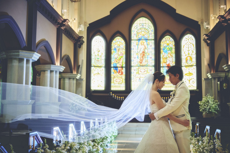 大聖堂での特別な一枚を撮影