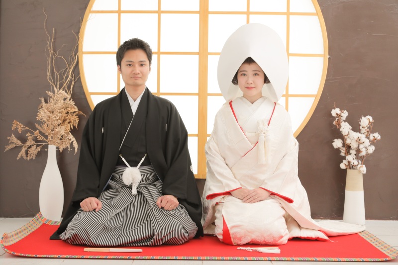 和装白無垢+かつら+綿帽子