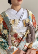 和装小物：黄み花柄