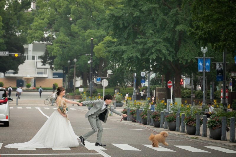 わんちゃんとお散歩しながら楽しく撮影♪