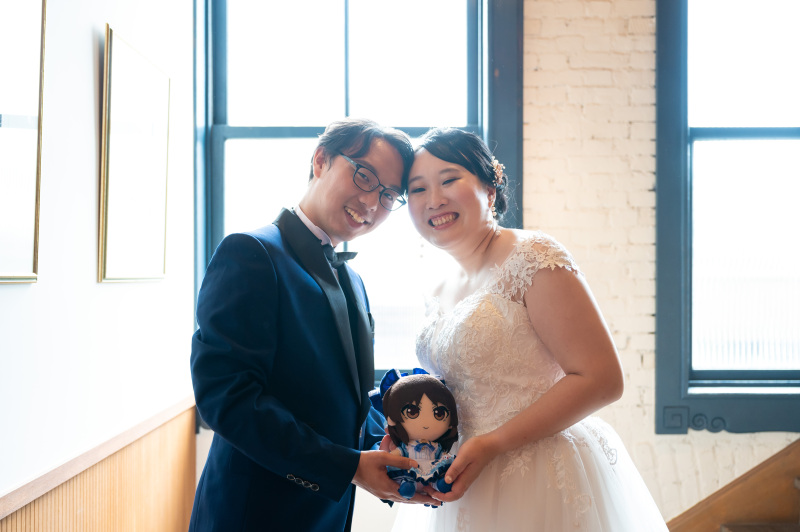 おでこを寄せて