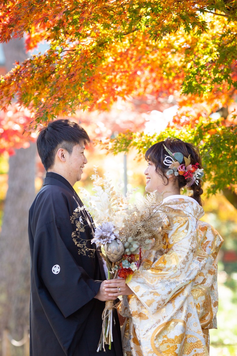 ブーケを持って