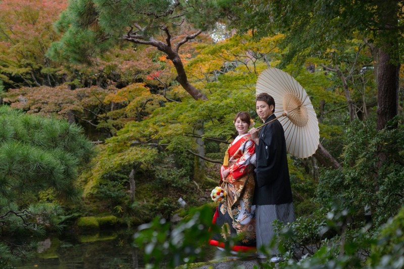 日本庭園の中のお二人