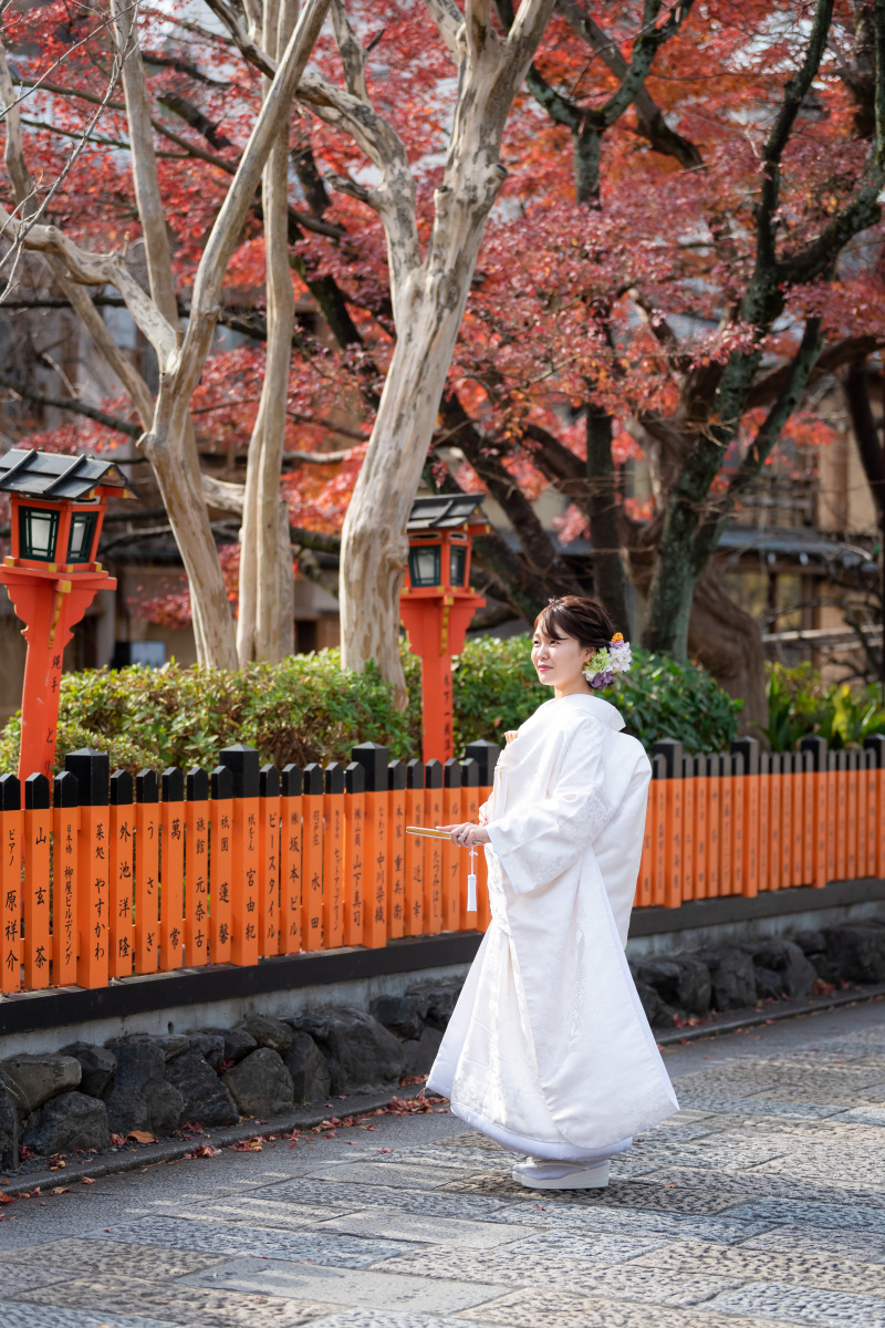 祇園に残る紅葉