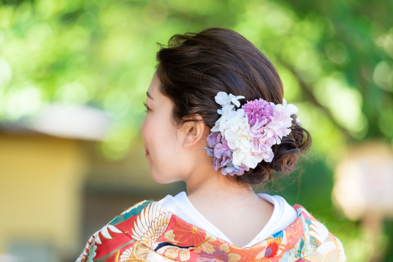 紫と白のアジサイで