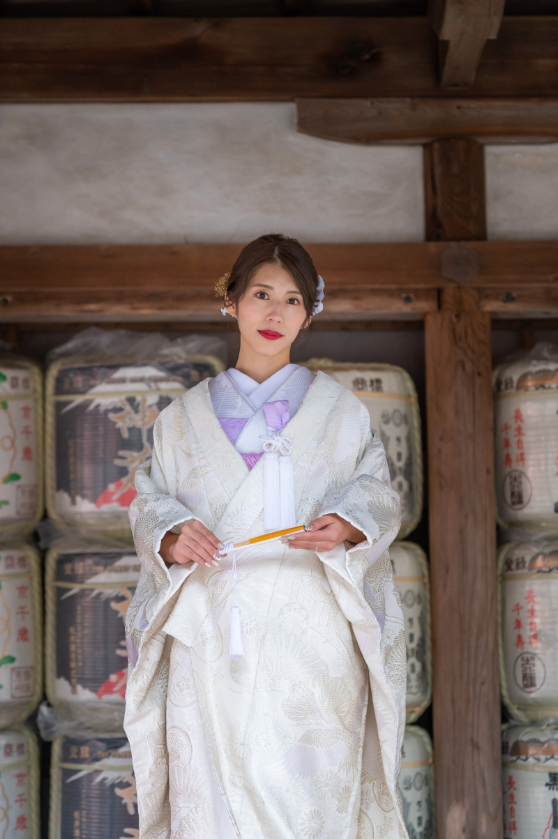 白無垢に合わせた薄紫の五点セット