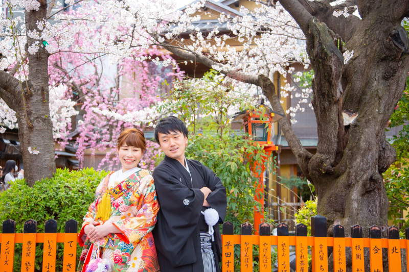 祇園一古い桜の大木の下で