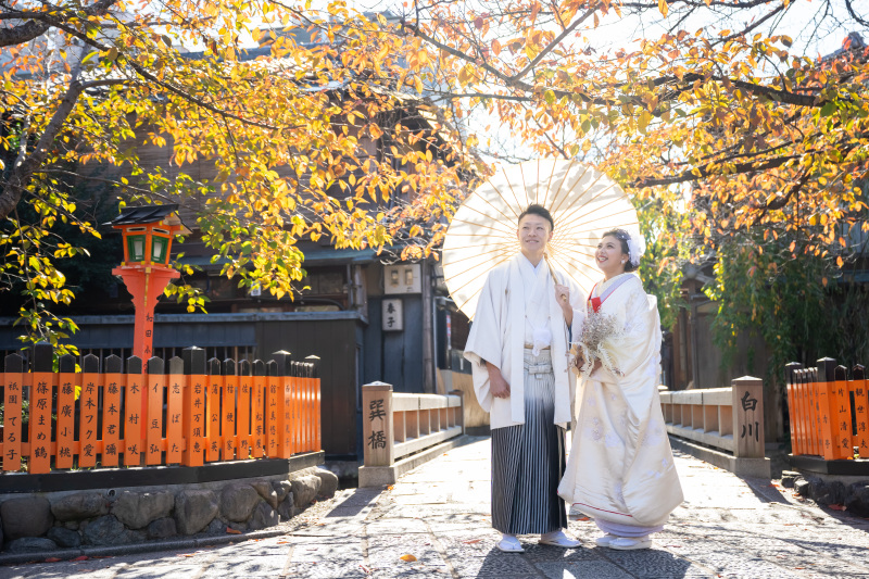 白紋服と白無垢で爽やかに