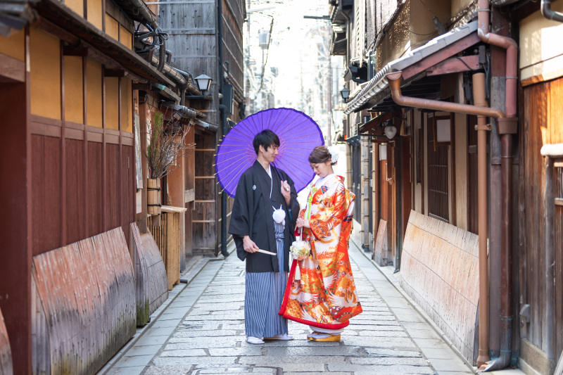 石畳の真ん中で