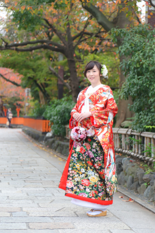 グラデーションの色打掛で