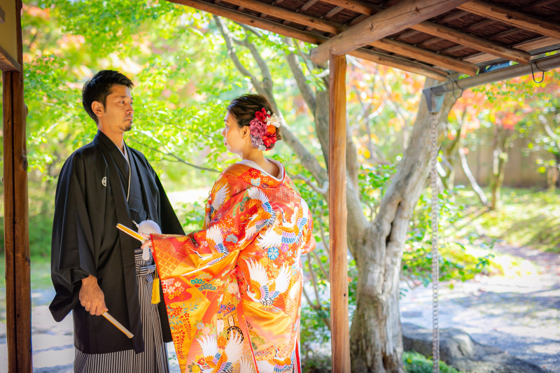 お茶室の縁側で