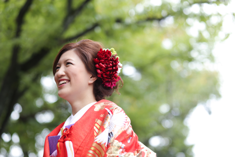 背景の中の新婦様