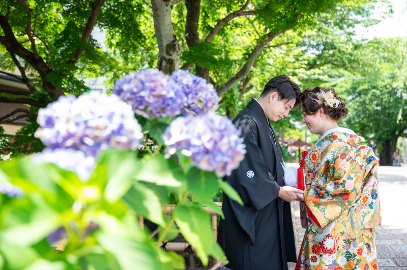 紫陽花と一緒に