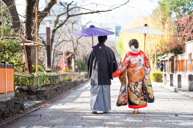 石畳を仲良く♡