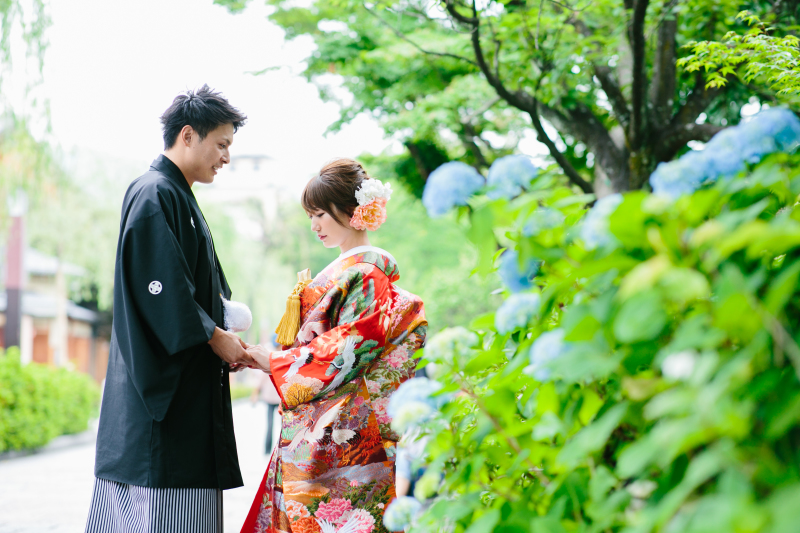 紫陽花と一緒に