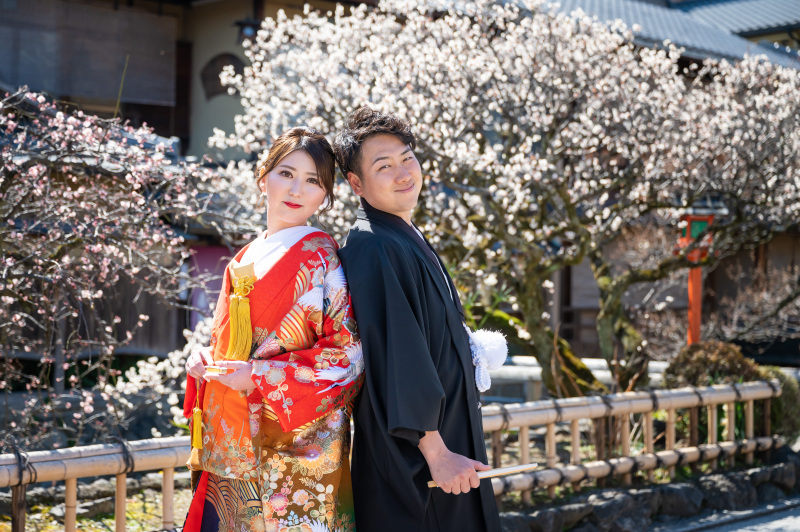 満開の梅の花と！