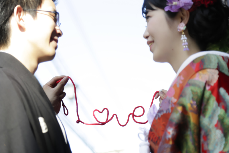 赤い糸に焦点があって