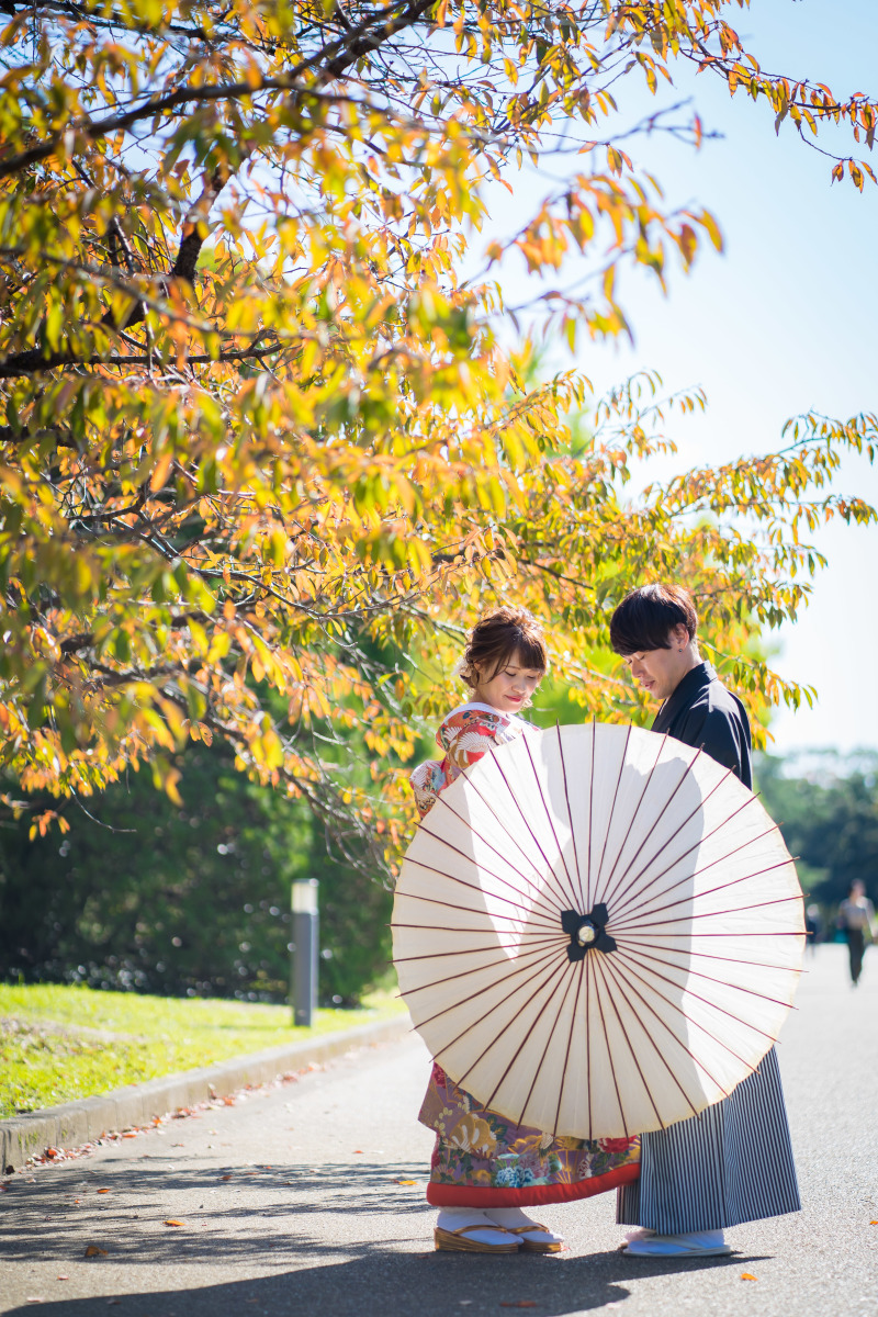 白傘を使ったシルエット