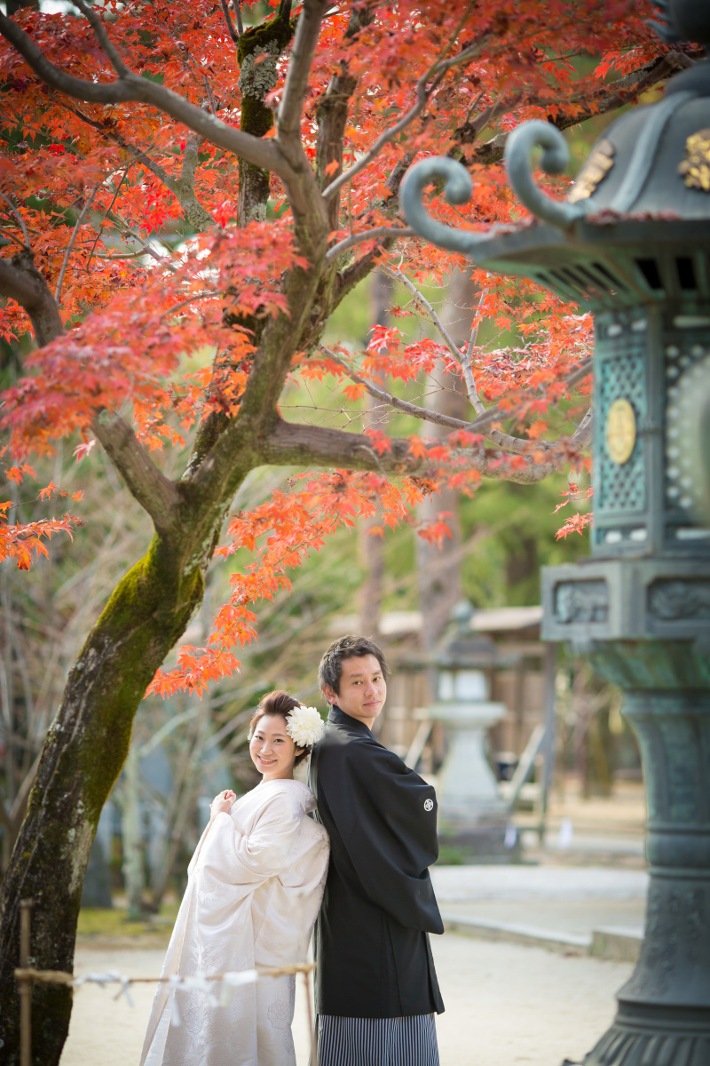 真っ赤な紅葉で。