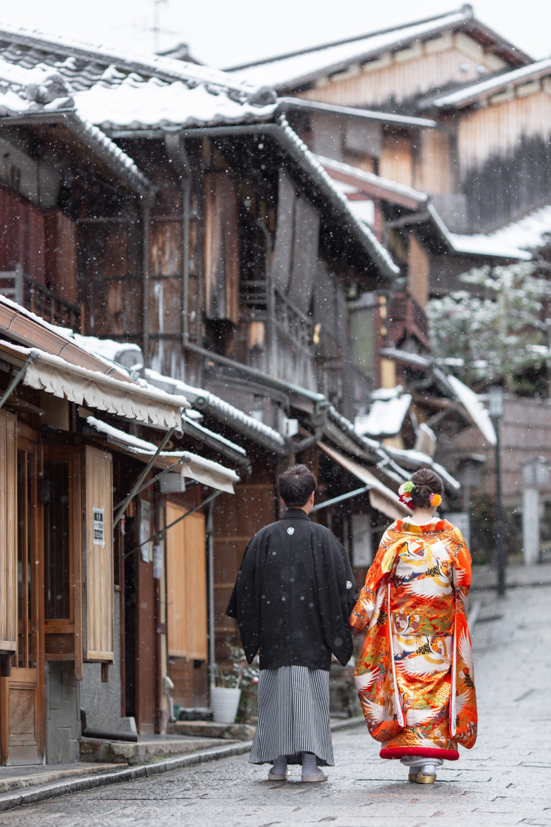 珍しい京都の雪