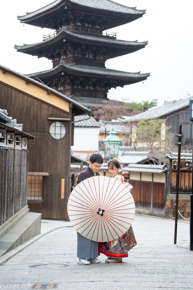 和傘を持ってぱしゃり