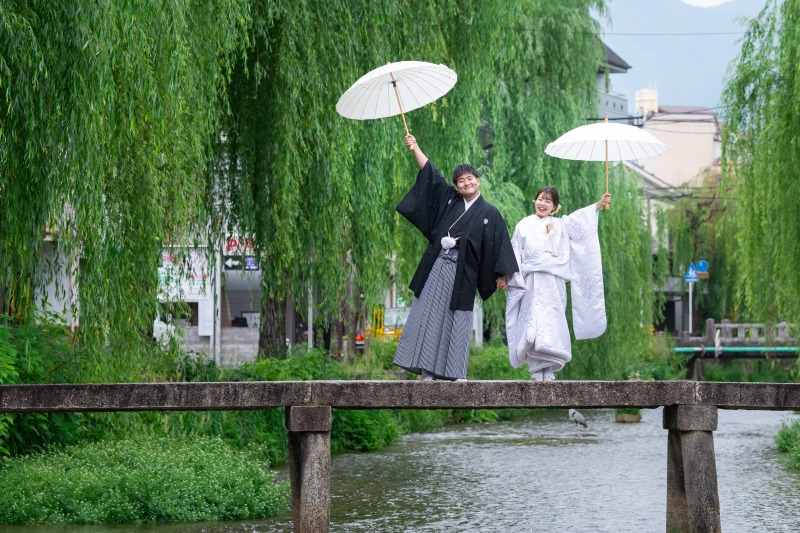 傘を差しながらの撮影