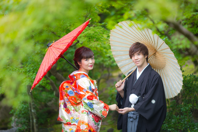 京都らしい庭園で前撮り