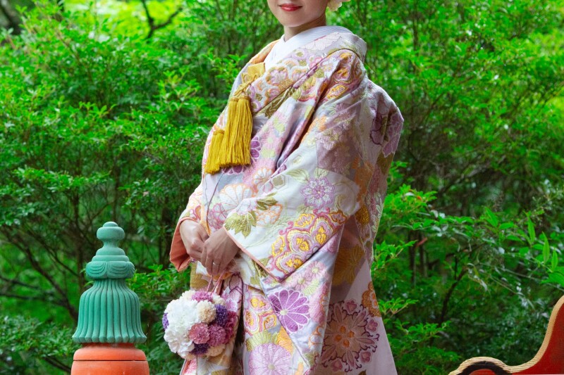 新作色打掛【花車華文／ 唐織 白地】 