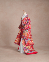 赤地斜取花尽くし　　商品番号1-1794