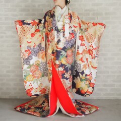 彩色雲取菊花文