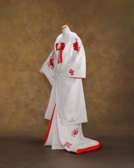 刺繍白赤百花の希(赤裏)　　商品番号1-1460