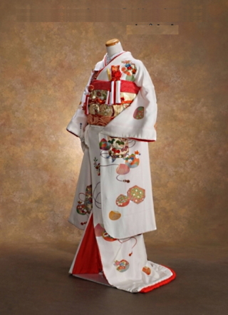 白地すり剥がし箔貝桶　　商品番号3-231