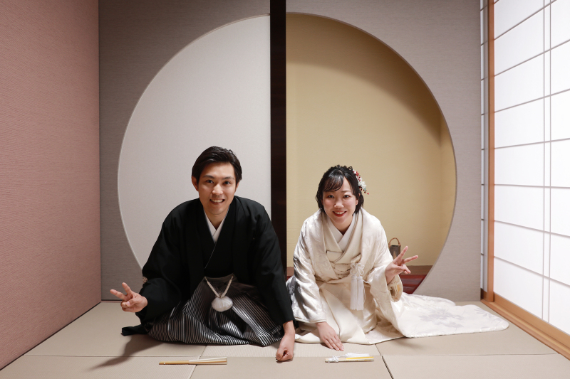 和装でピース！！