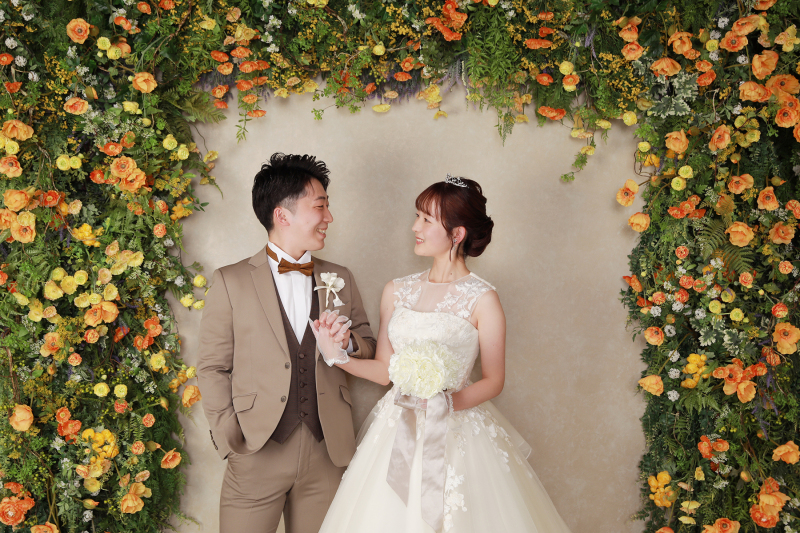 お花いっぱいの背景で