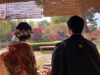 文化ゾーン夕照庵茶室にて撮影