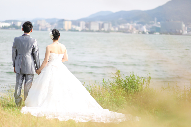 琵琶湖を眺めながら撮影