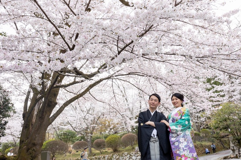 白無垢・色打掛2点着用で三井寺満喫