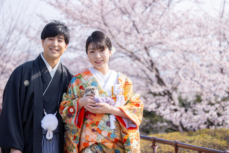 ペットのハリネズミも一緒に撮影