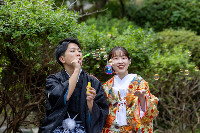 シャボン玉上手く飛んでいます