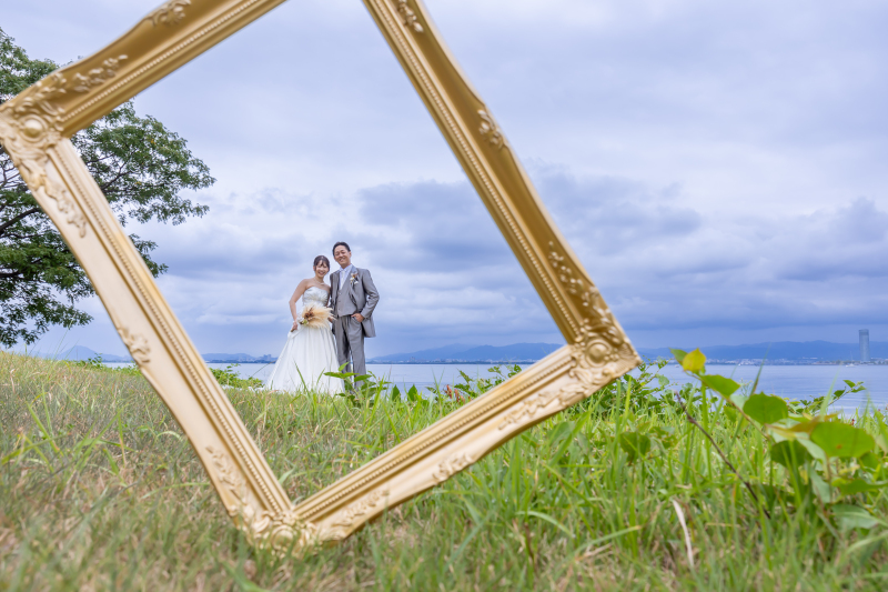 びわ湖湖岸で思い出フォト