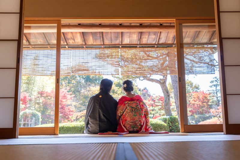 茶室から庭園を眺めて‥絵になります
