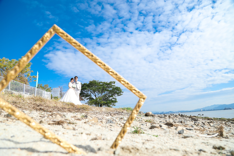 青空のした琵琶湖で撮影です