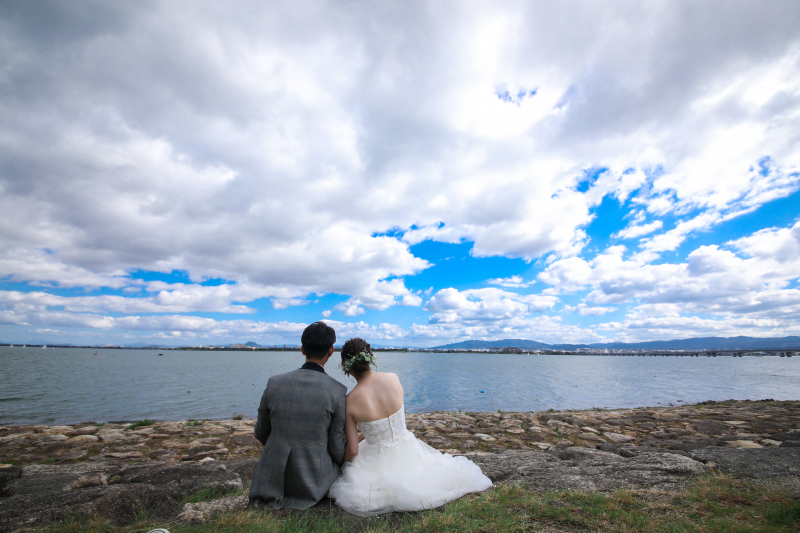 琵琶湖を眺めながら