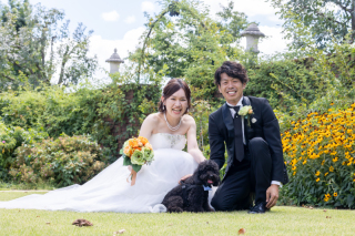 ペットのちょこたろう君と一緒に撮影です