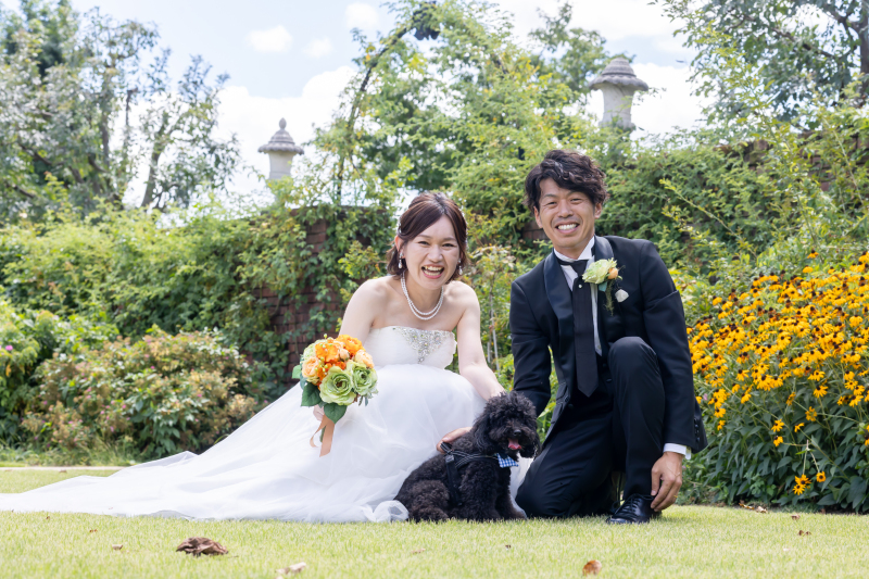 ペットのちょこたろう君と一緒に撮影です