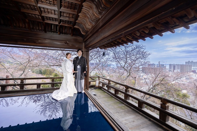 三井寺と琵琶緒大津館で春を撮影