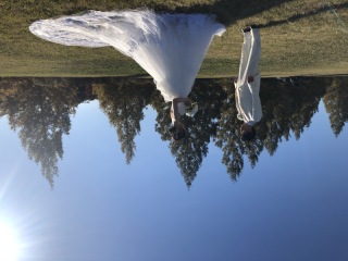 朝の光を浴びながら撮影です