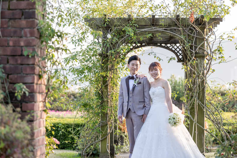 イングリッシュガーデンのアーチで・・・